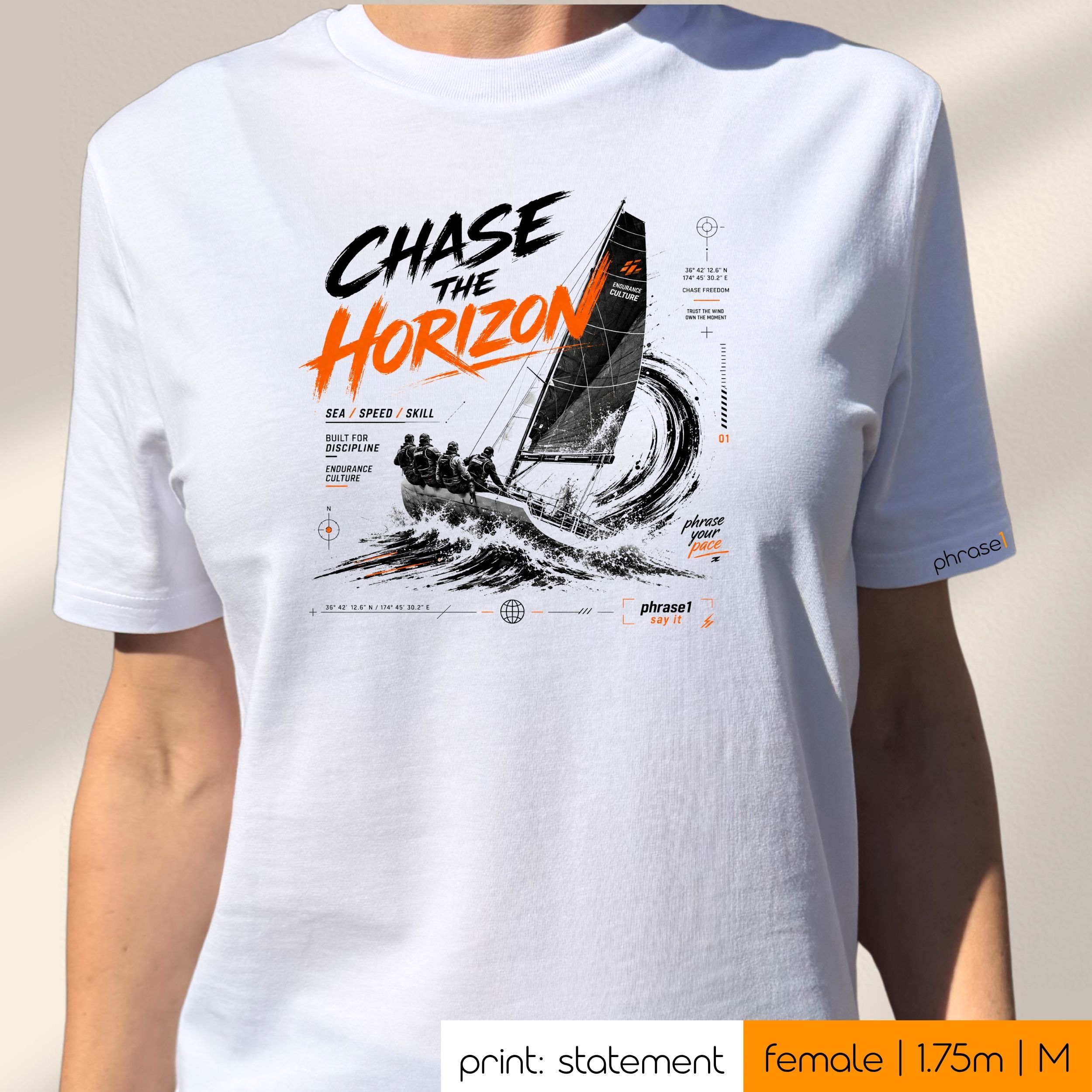 Premium T-Shirt mit Visual "chase the horizon" p1 urban streetwear